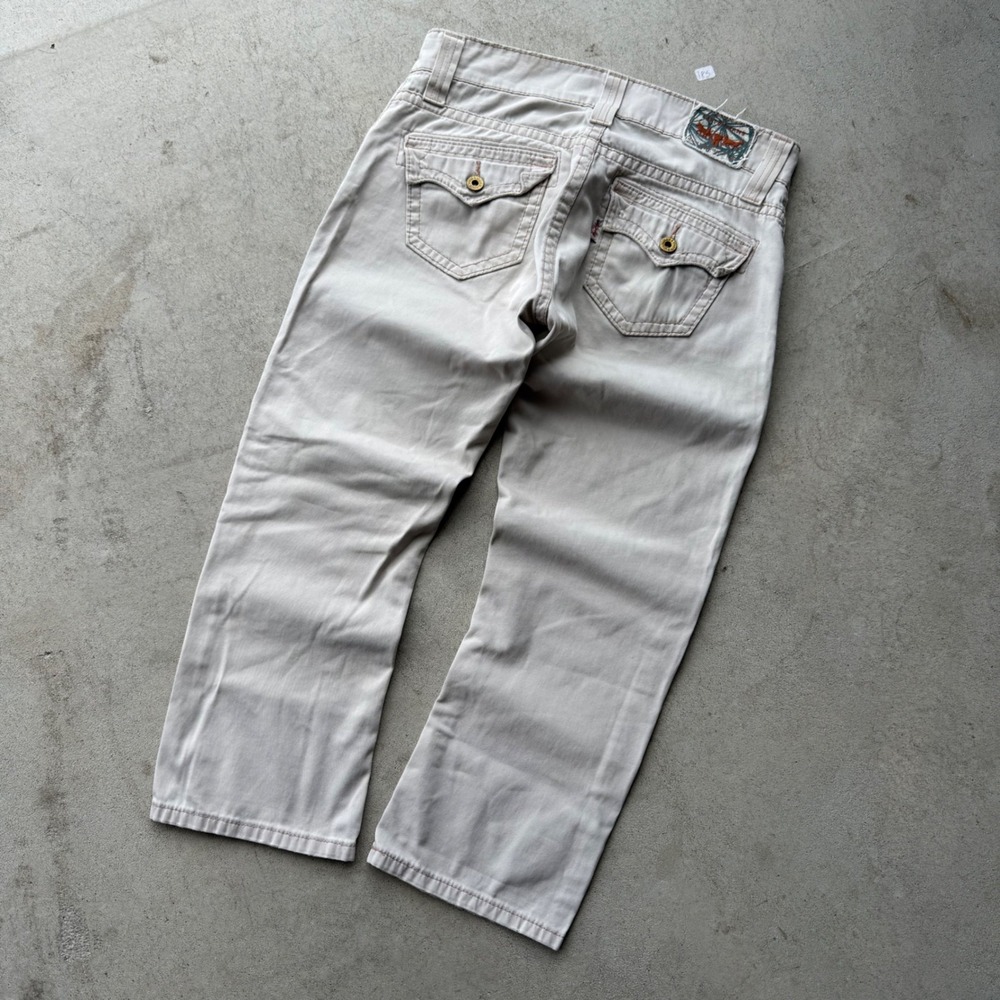 Y2K Womens Levis 542 Low Rise Paisley Waistband Flap Pocket Capri 6 6